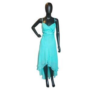 Turquoise Chiffon High-Low Formal Dress - Da Vinci